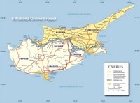 Carte de Chypre avec les régions, les villes et la division