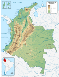 carte Colombie relief altitude