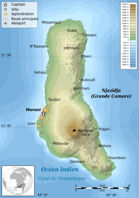 carte grande Comore route relief