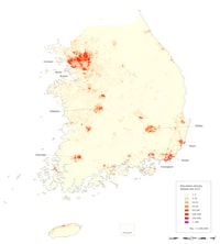 carte Corée du Sud densité population habitant