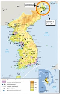 carte Corée du Sud Corée du Nord frontière