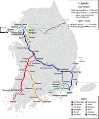 carte Corée du Sud lignes train TGV