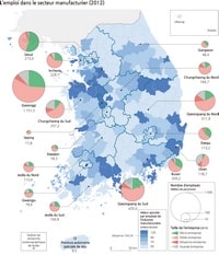 carte Corée du Sud nombre emplois villes taille entreprises