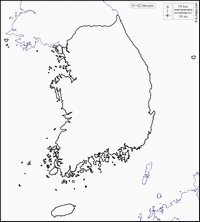 carte Corée du Sud vierge et blanche avec l'échelle