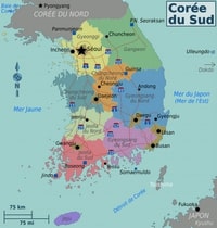 carte Corée du Sud villes régions routes