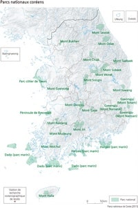 carte Corée du Sud parcs nationaux