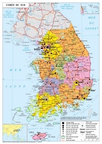 carte Corée du Sud routes autoroutes parcs nationaux aéroports