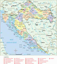 Carte Croatie avec les régions (comitats)