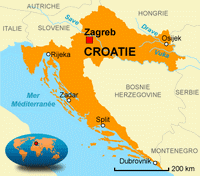 Carte de la Croatie simple avec la localisation dans le monde