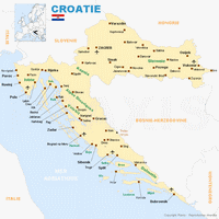 Carte de la Croatie avec les stations balnéaires