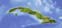 Carte de Cuba topographique avec le relief