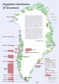 carte Groenland répartition de la population en fonction des villes