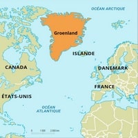 Carte du Groenland avec la situation géographique dans le monde