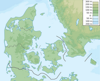 Carte du Danemark physique avec le relief l'altitude en mètre