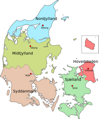 Carte du Danemark avec les régions