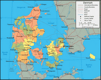 carte Danemark routes chemins de fer ferrys rivières