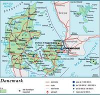 Carte Danemark villes routes autoroutes