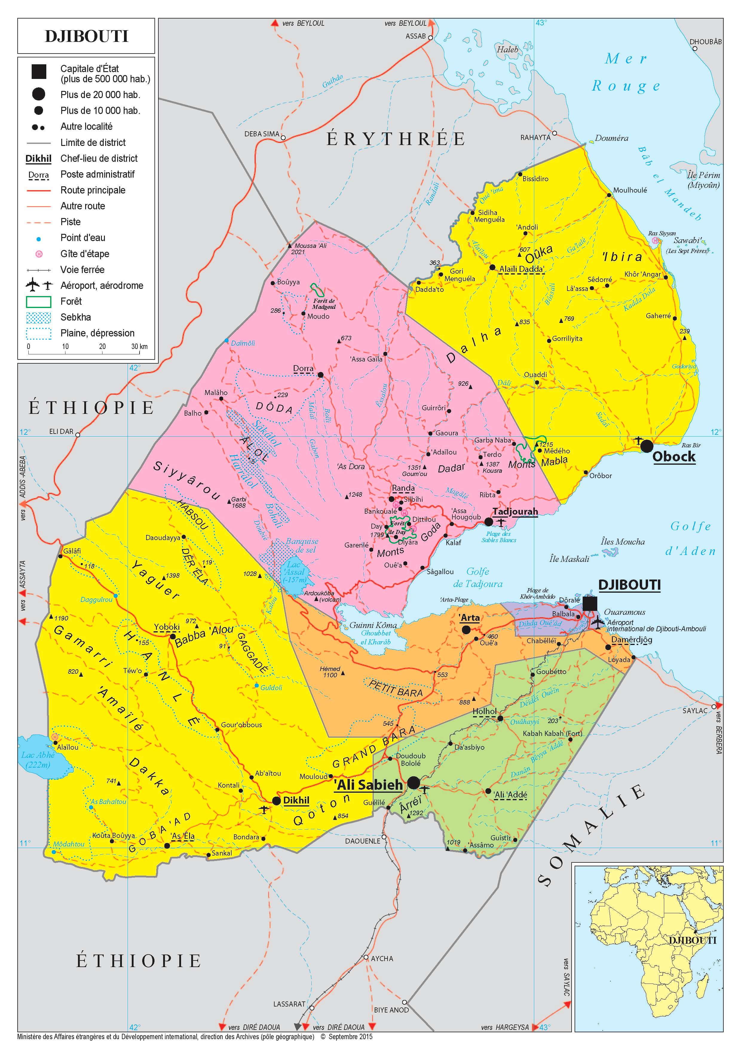 Carte du Djibouti.