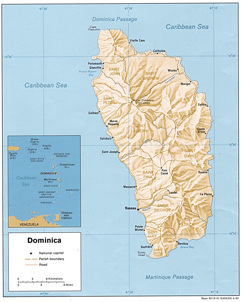 Carte de la Dominique.