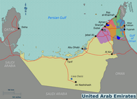 Carte Émirats Arabes Unis région ville route