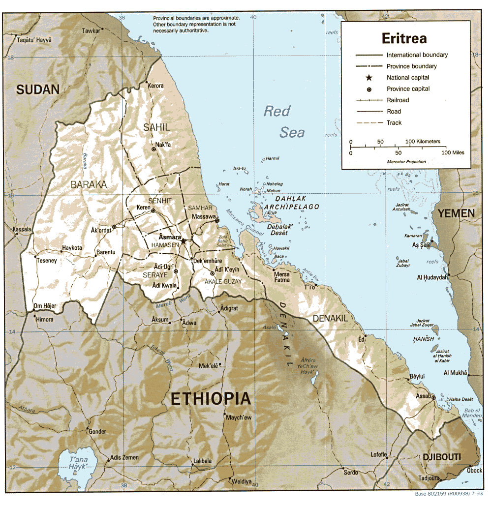 Carte de l'Erythrée.