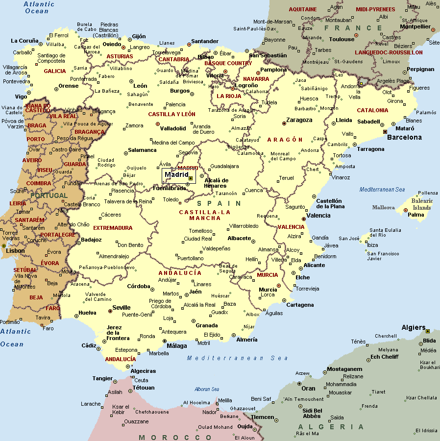 carte détaillée de l espagne