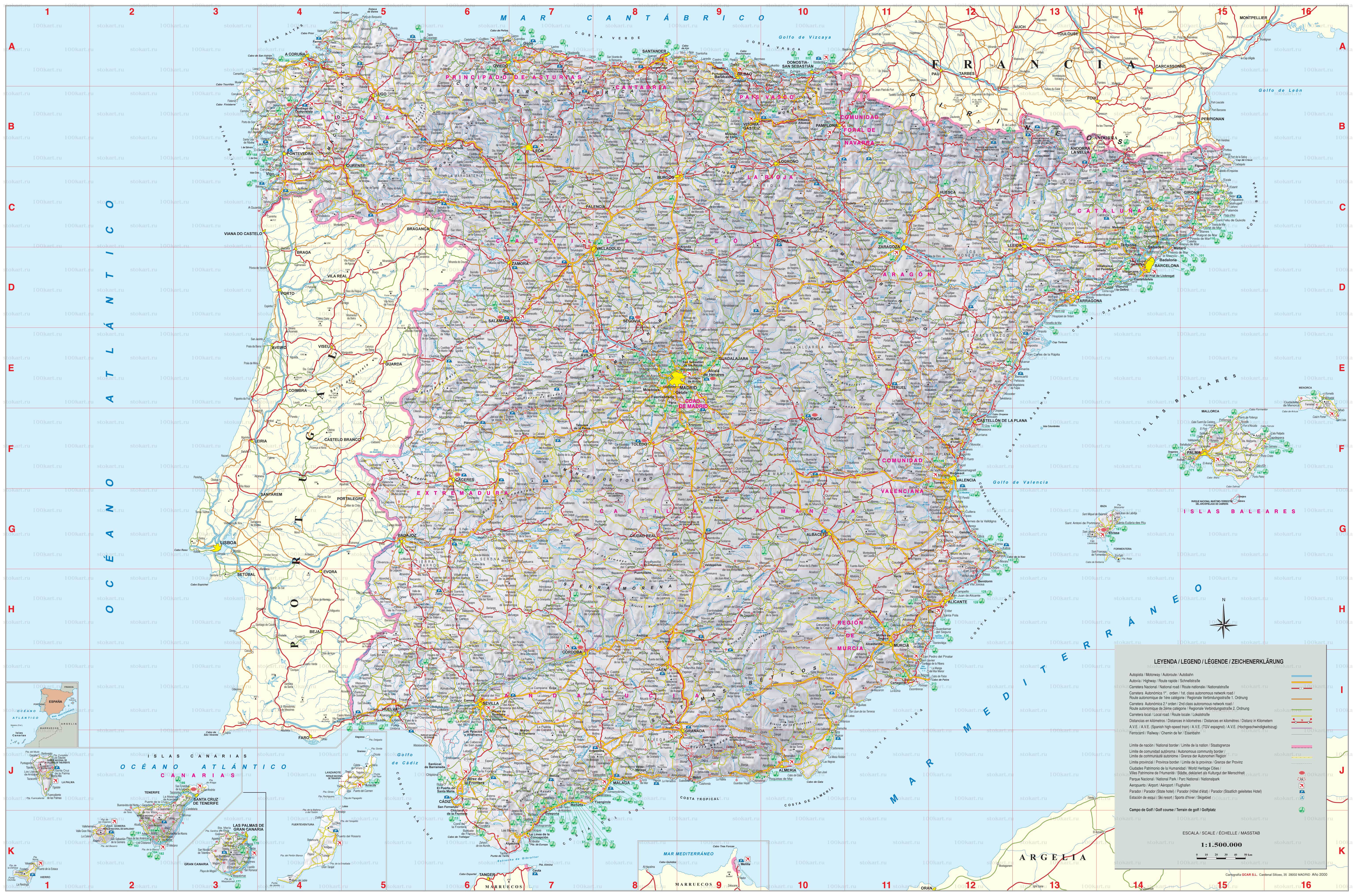 carte espagne détaillée