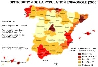 Carte de l'Espagne avec la densité de population