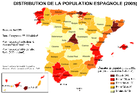 Carte de l'Espagne avec la densité de population
