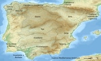 Carte de l'Espagne avec l'hydrographie