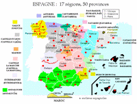 Carte de l'Espagne avec les régions et les provinces
