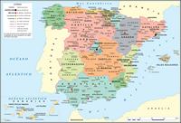 Carte de l'Espagne avec les régions, les villes, les provinces en espagnol