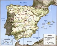 Carte de l'Espagne avec les routes et les trains