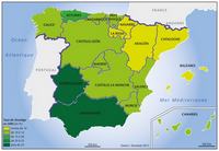 Carte de l'Espagne avec le taux de chomage en 2000