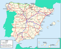 Carte de l'Espagne avec les trains et le réseau ferroviaire