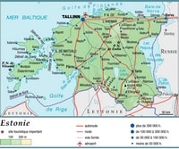 carte Estonie altitude mètre aéroport routes villes