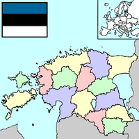 Carte Estonie vierge avec les régions en couleur