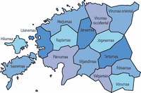 Carte Estonie avec les régions en estonien