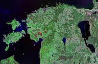 Carte de l'Estonie satellite avec les frontières