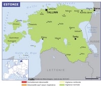 Carte de l'Estonie classée en vigilance normale
