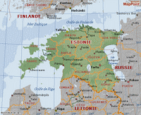 Carte de l'Estonie avec les villes, la capitale et les alentours