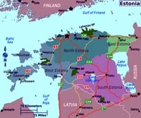 carte Estonie villes nom routes parcs