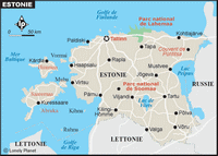 carte Estonie villes routes lacs parc national