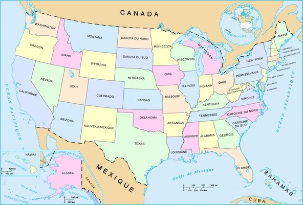 carte États-Unis