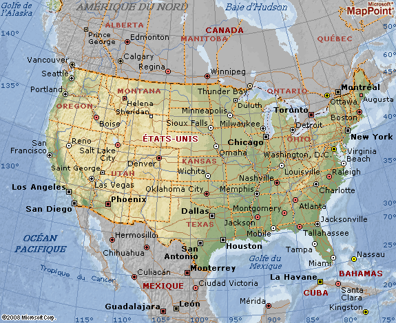 carte des etats unis ville