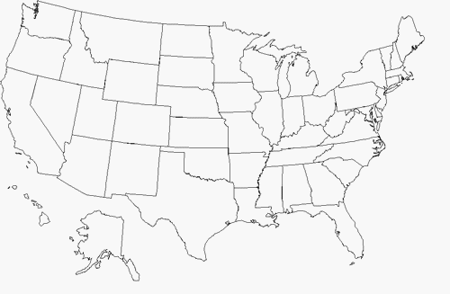 Carte vierge des Etats-Unis