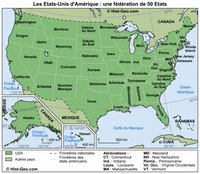 Carte Etats-Unis avec les 50 Etats