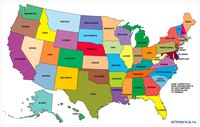 Carte des Etats-Unis avec les 50 Etats en anglais