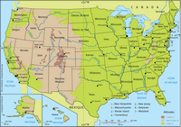 Carte des Etats-Unis avec les montagnes, le relief et l'altitude