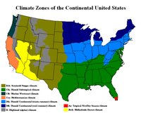 Carte des Etats-Unis avec le type de climat